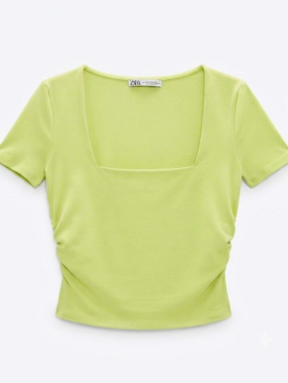 Zara Neon Lime Square Neck Crop Top